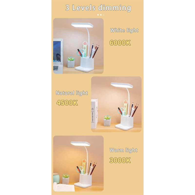 Đèn Đọc Sách Để Bàn Usb Cảm Ứng On / off Bảo Vệ Mắt Với 3 Chế Độ Chiếu Sáng Khác Nhau