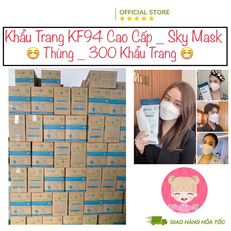 &lt;KF94&gt; Thùng 300 Khẩu Trang _ Khẩu Trang Y Tế Kháng Khuẩn 4 Lớp Cao Cấp KF94 Sky Mask .