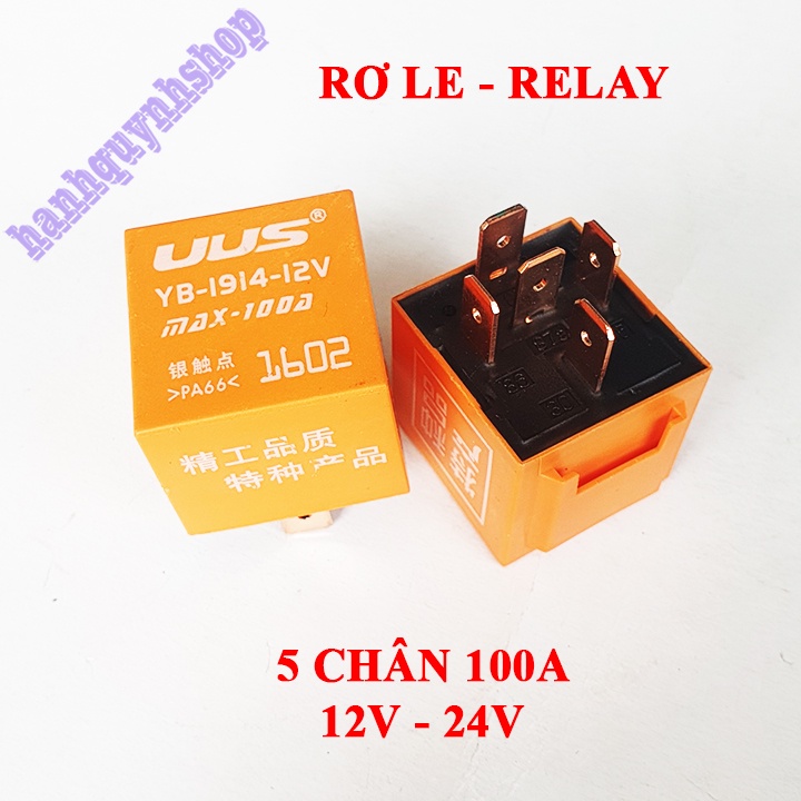 Rơ le ô tô 5 chân màu cam 12V 100A hoặc 24V 100A