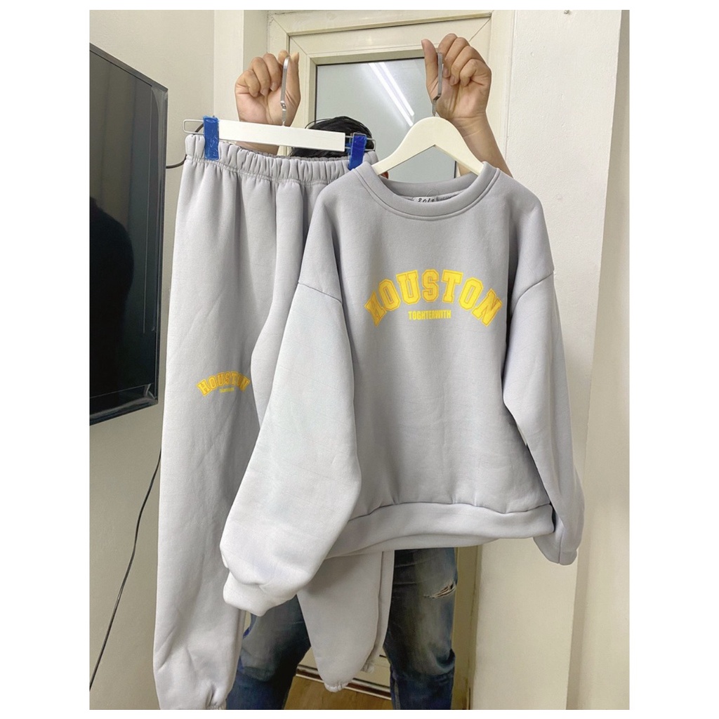 Set bộ nỉ Gấu / HOUSTON dáng rộng form unisex dành cho nam và nữ