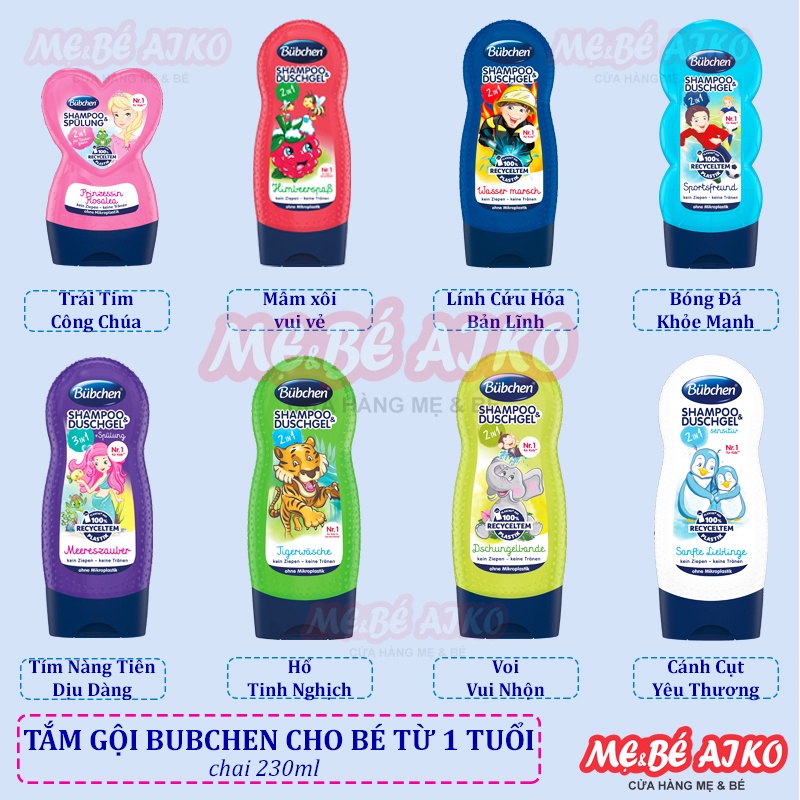 ⚡️ Sữa tắm, dầu gội 2in1 Bubchen - Đức cho bé đủ mùi hương (hàng chuẩn Auth)