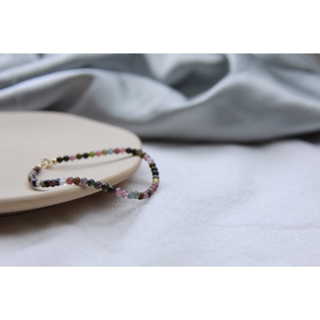 Vòng Tay Hạt Đá Tự Nhiên Siêu Mỏng 3mm Màu Trắng Hoa Hồng