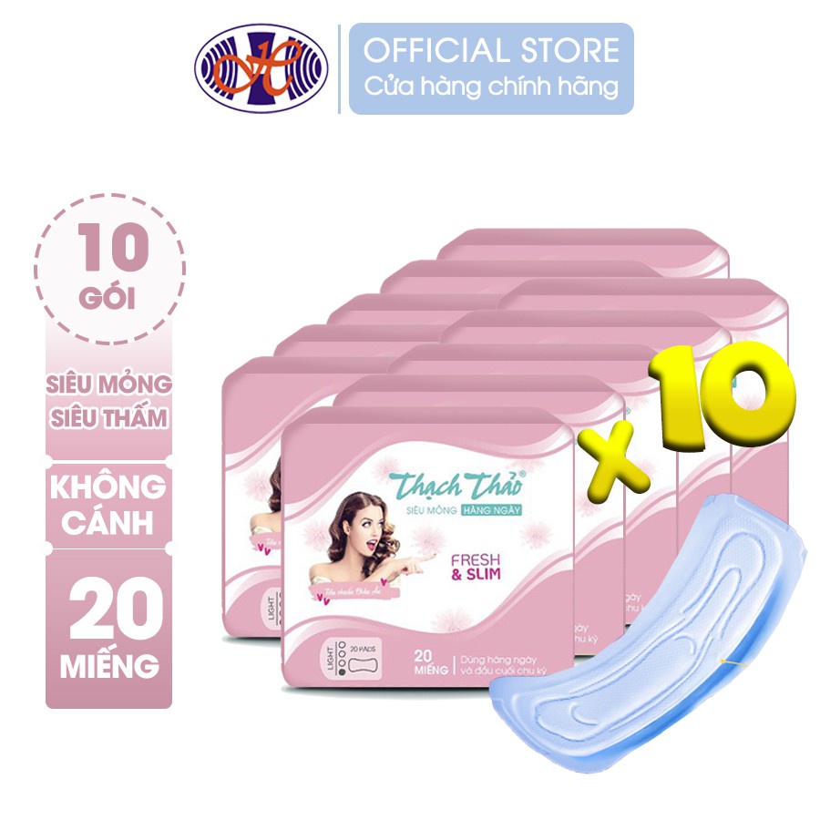 [ COMBO 10 GÓI ] Băng vệ sinh hàng ngày Thạch Thảo Lady 15cm tự tin hoạt động cả ngày – Gói 20 miếng