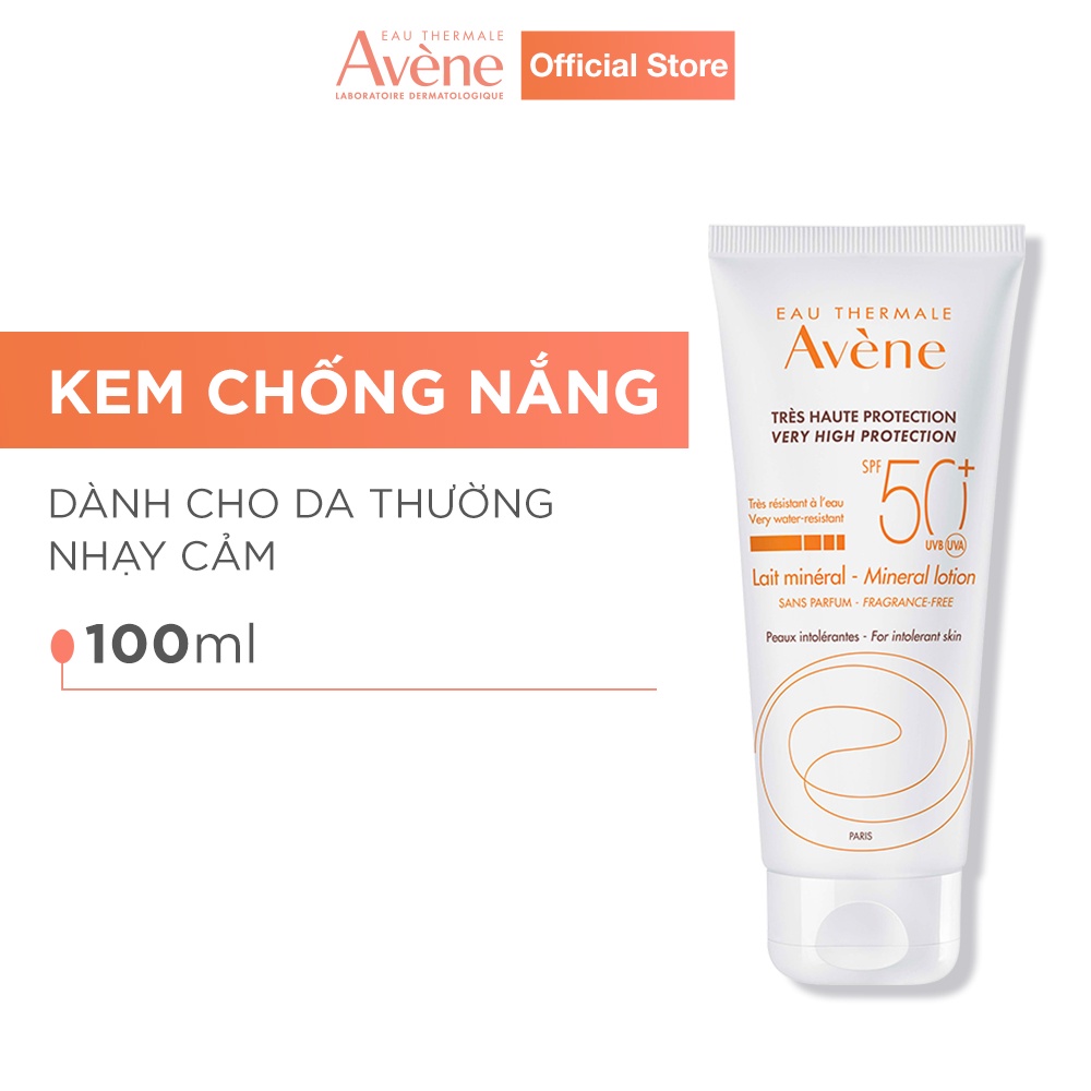 Kem chống nắng vật lý cho da thường nhạy cảm AVÈNE Very High Protection Mineral Lotion SPF 50+ 100ml