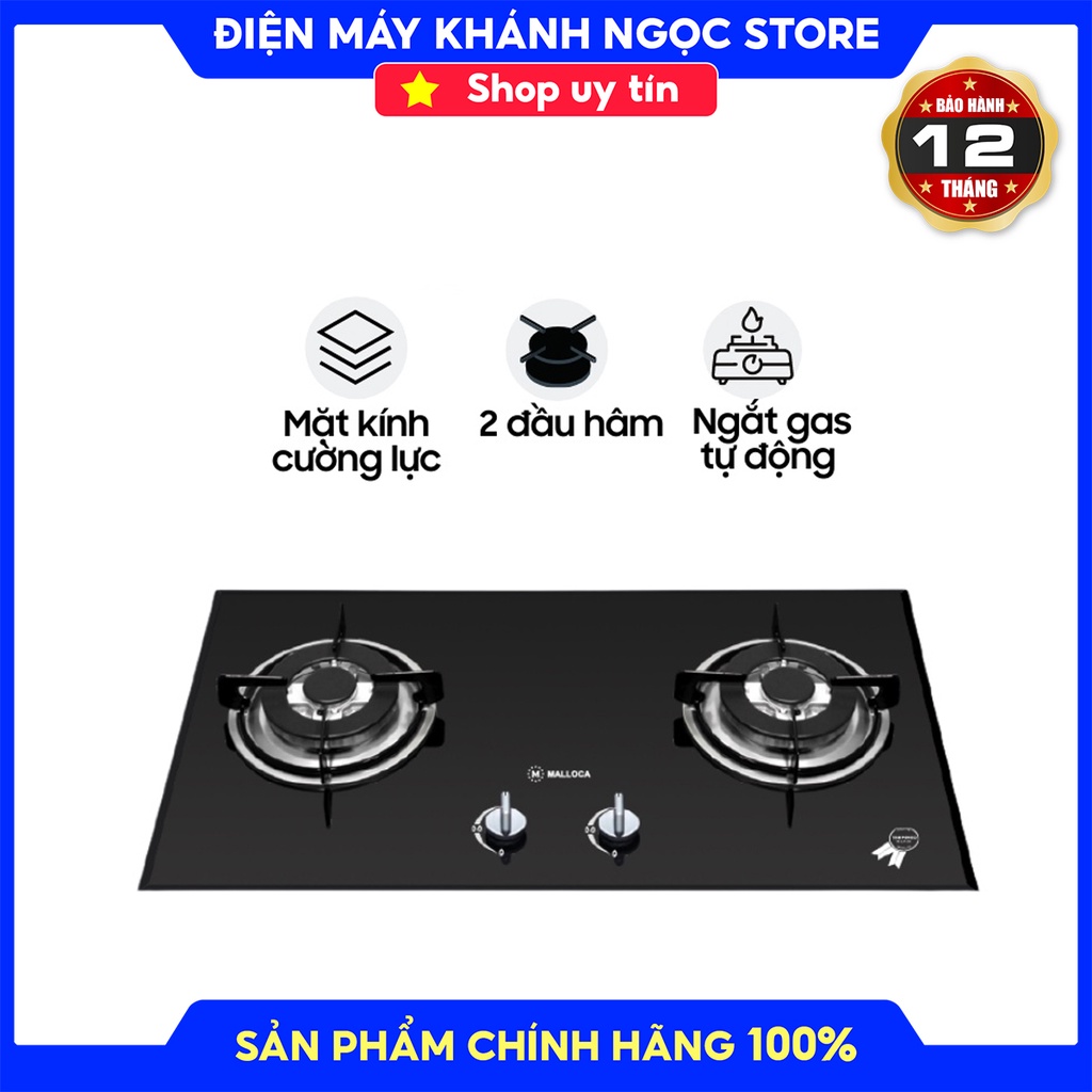 Bếp gas âm Malloca GHG 732A CHÍNH HÃNG trưng bày 99%+TẶNG VAN DÂY-Đầu đốt Somipress nhập khẩu Ý bền bỉ cho ngọn lửa xanh