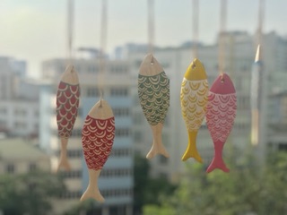 Sét 6 cá gỗ vẽ trang trí