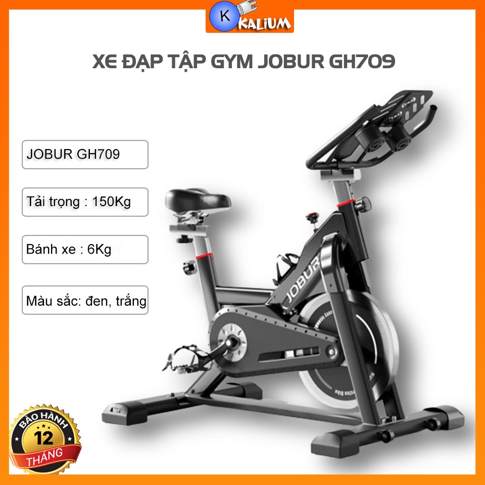 Xe đạp tập Gym JOBUR GH 709L - Xe đạp tập thể dục tại nhà tải trọng 150Kg MẪU MỚI hiện đại, khung sườn thép không gỉ