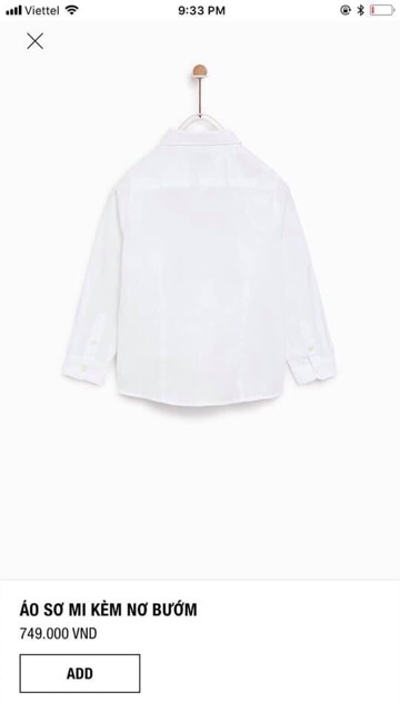 Áo sơ mi trắng Zara hàng đại 5-14y