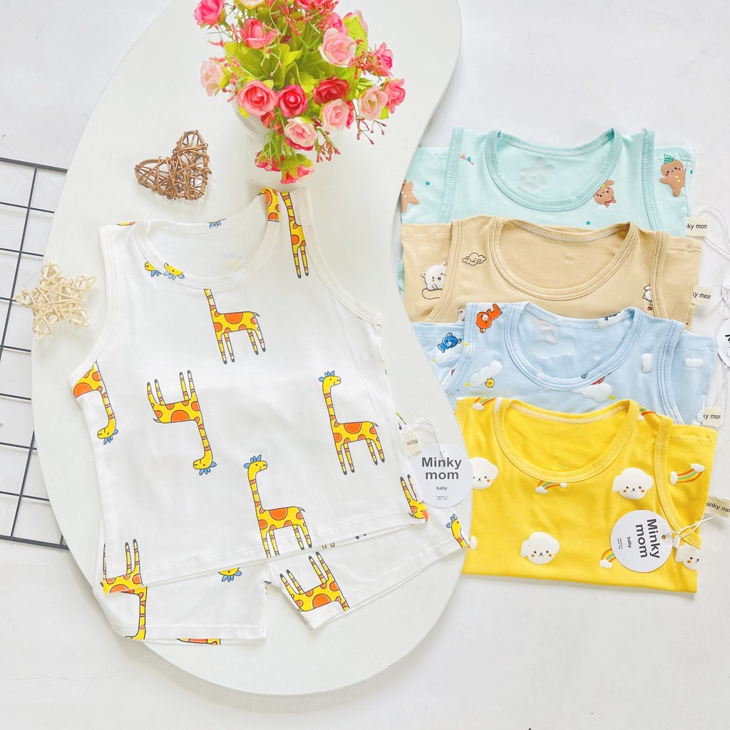 Bộ ba lỗ sát nách thun lạnh MINKY MOM cho bé trai &amp; gái chuẩn loại một