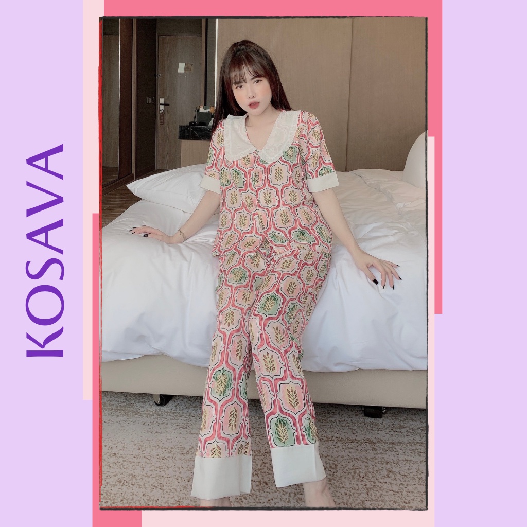 Đồ bộ nữ pijama lụa ngủ mặc nhà tay ngắn quần dài KOSAVA