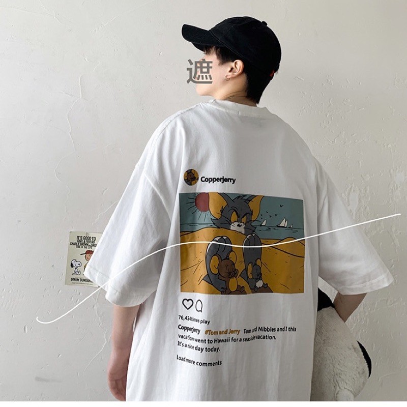 Áo thun form rộng tay lỡ MÈO & CHUỘT Unisex | BigBuy360 - bigbuy360.vn