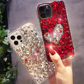 Ốp Lưng Kim Cương Giả Bling Love Cho iPhone 15 14 13 12 11 Pro Max X XR XS Max 7 Plus Vỏ Lấp Lánh Sang Trọng Chống Sốc