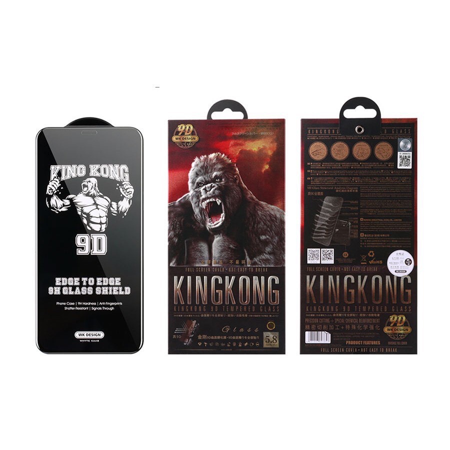 Kính Cường Lực Chính Hãng KingKong 9D Full Màn Trong Suốt Dành Cho iP X -&gt; iP 14Pro Max - Full Hộp Sắt Cao Cấp