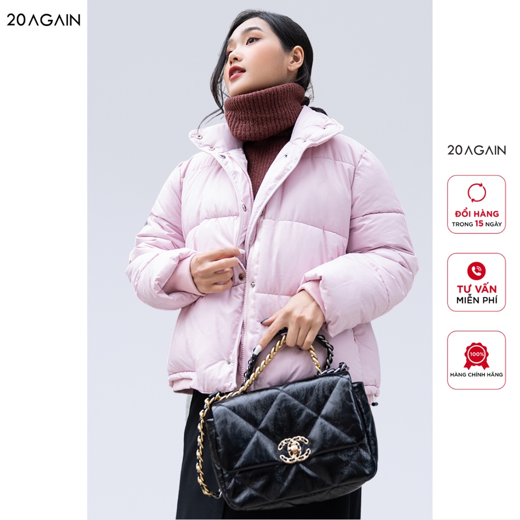 Áo khoác phao nữ 20AGAIN lót bông siêu ấm không mũ KPA1242 | BigBuy360 - bigbuy360.vn
