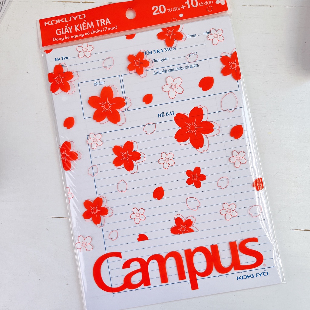 Túi 25-30 Giấy Kiểm Tra Kẻ Ngang Có Chấm Campus Khổ B5 Cây Đầu To