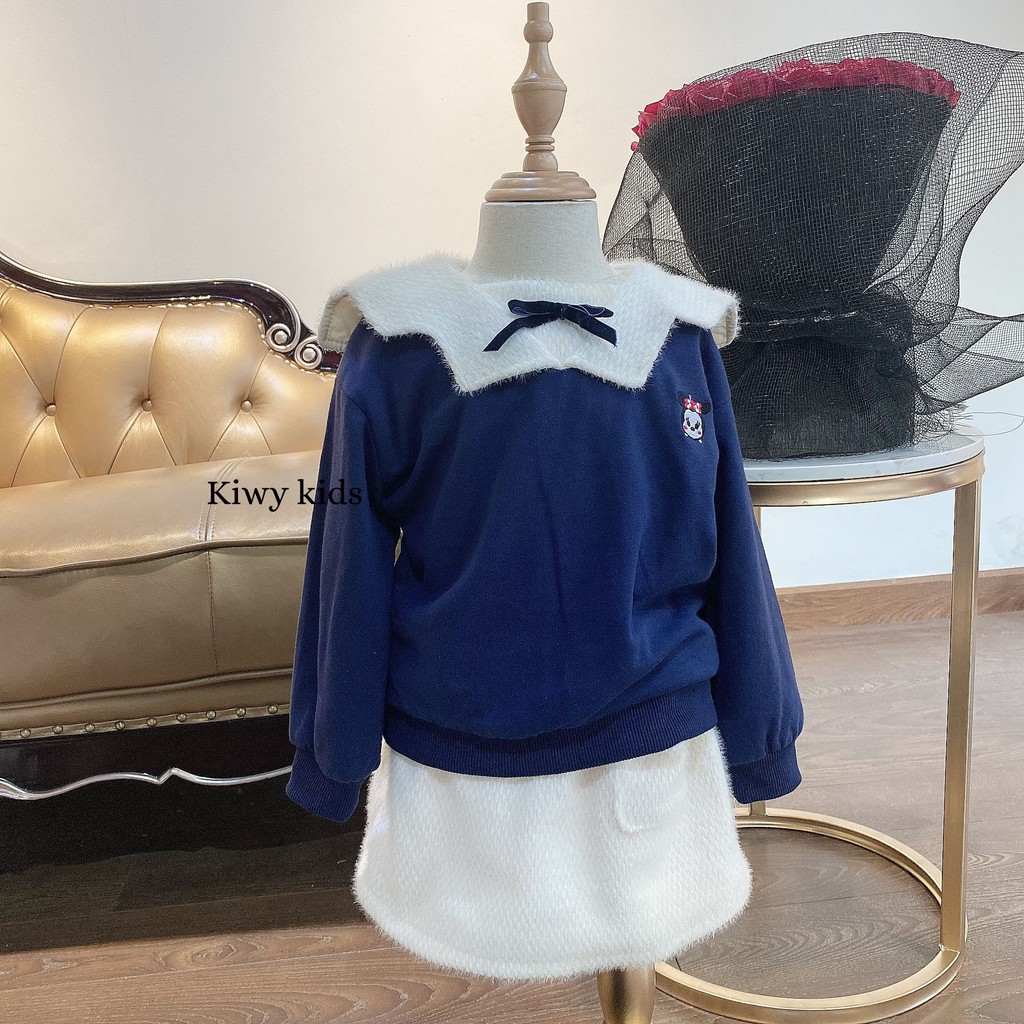 [SUPER SALE - HÀNG QUẢNG CHÂU] Set áo váy len lông Kiwy Kids DMF L1921 SIÊU ẤM CHO BÉ GÁI TỪ 3 ĐẾN 6 TUỔI