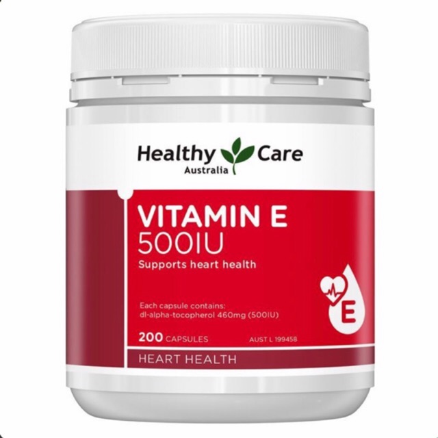 Viên uống bổ sung Vitamin E Healthy Care Vitamin E 500iu Úc 200v