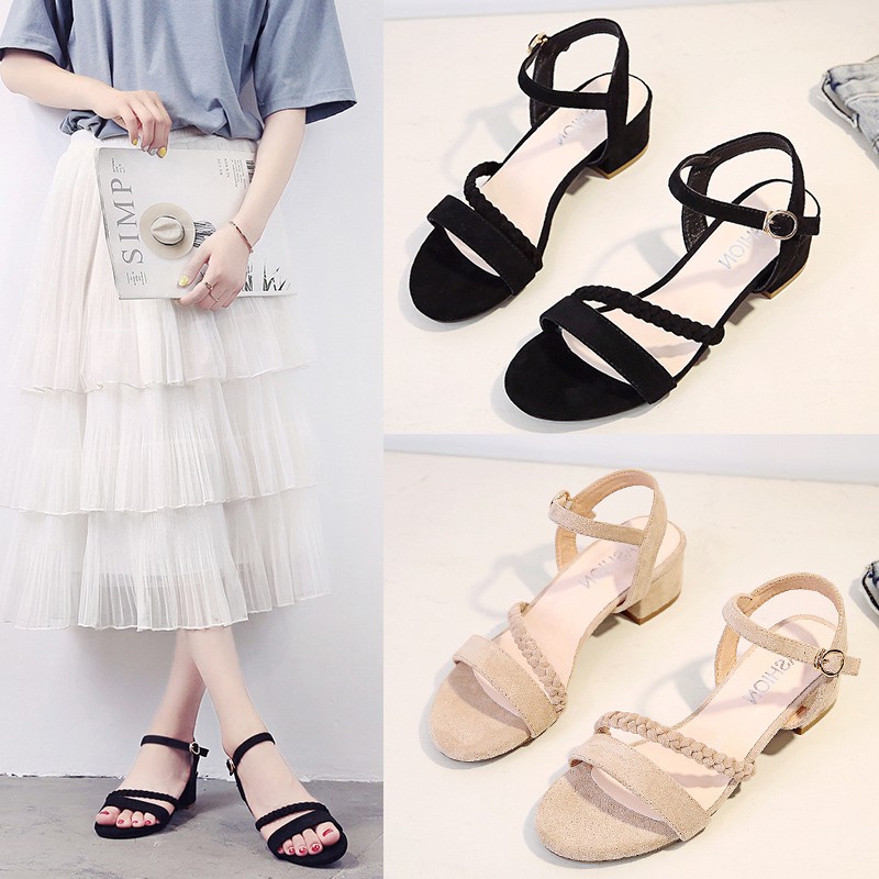 [ HÀNG QUẢNG CHÂU ] Sandal cao gót đế vuông dáng G071