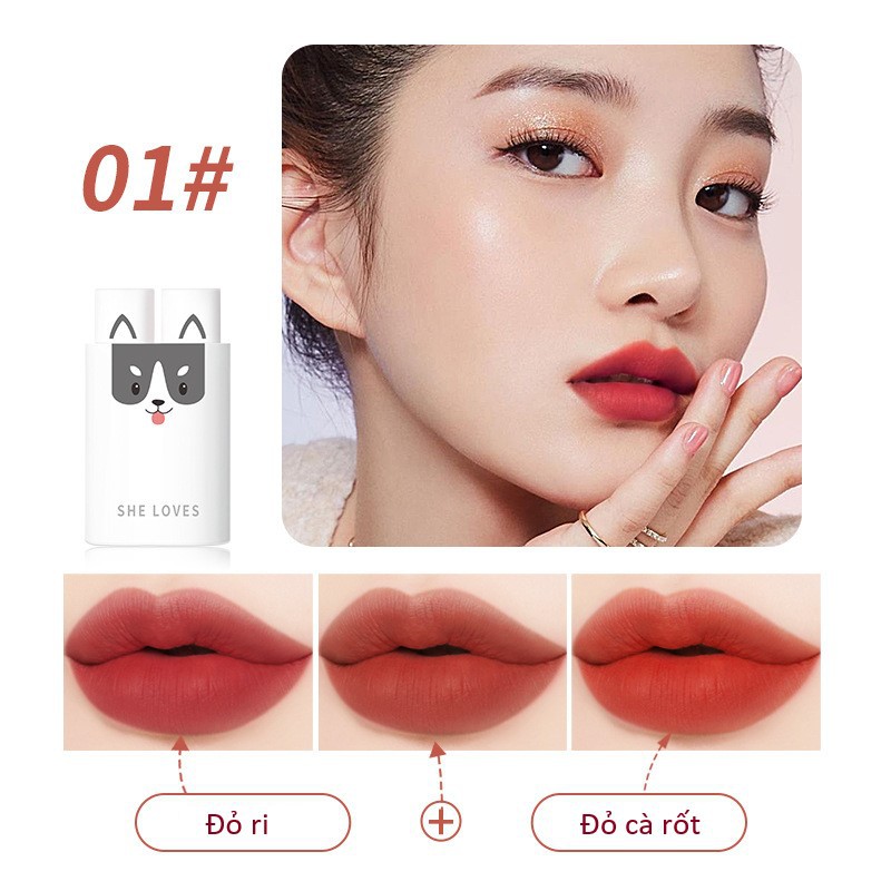 Son She Loves Dog and Cat Diary Matte Lipstick siêu lì hàng nội địa Trung | BigBuy360 - bigbuy360.vn