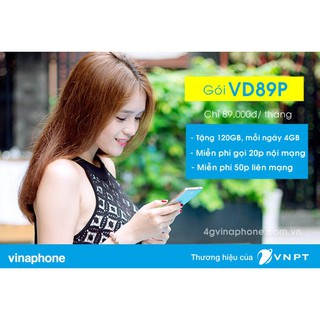 Sim VD89Plus 4G Vinaphone 120GB tốc độ cao mỗi tháng, miễn phí nghe gọi nội ngoại mạng