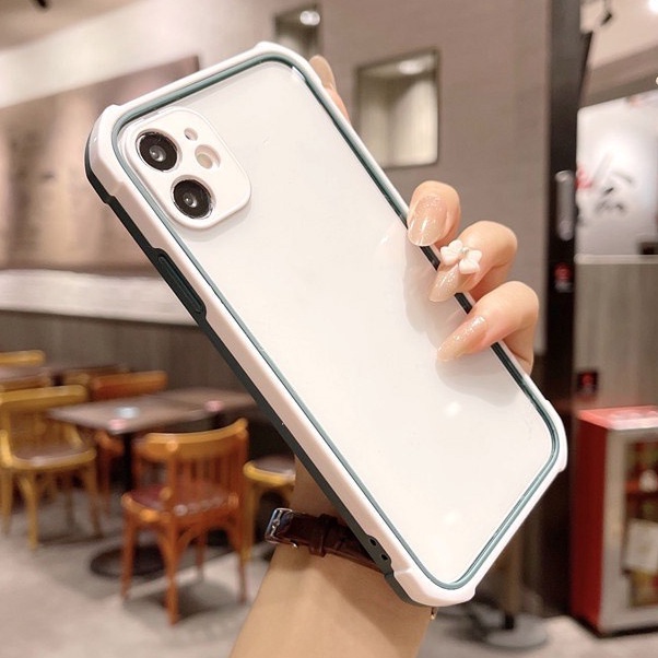 Ốp điện thoại trong suốt viền hai màu thích hợp cho IPhone 12 11 Pro Max X Xs Max Xr 7 8 Plus