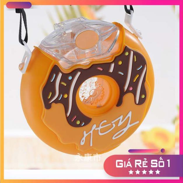 Bình Nước Nhựa Hình Bánh Donut 380ml chất liệu Tritan và silicone -Bình đựng nước hình kitty- hình doremon