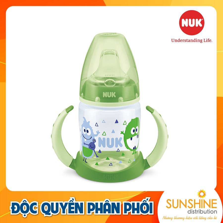 Bình tập uống NUK nhựa PP an toàn 150ml chống đổ chống rò rỉ Màu sắc: kem, hồng, xanh