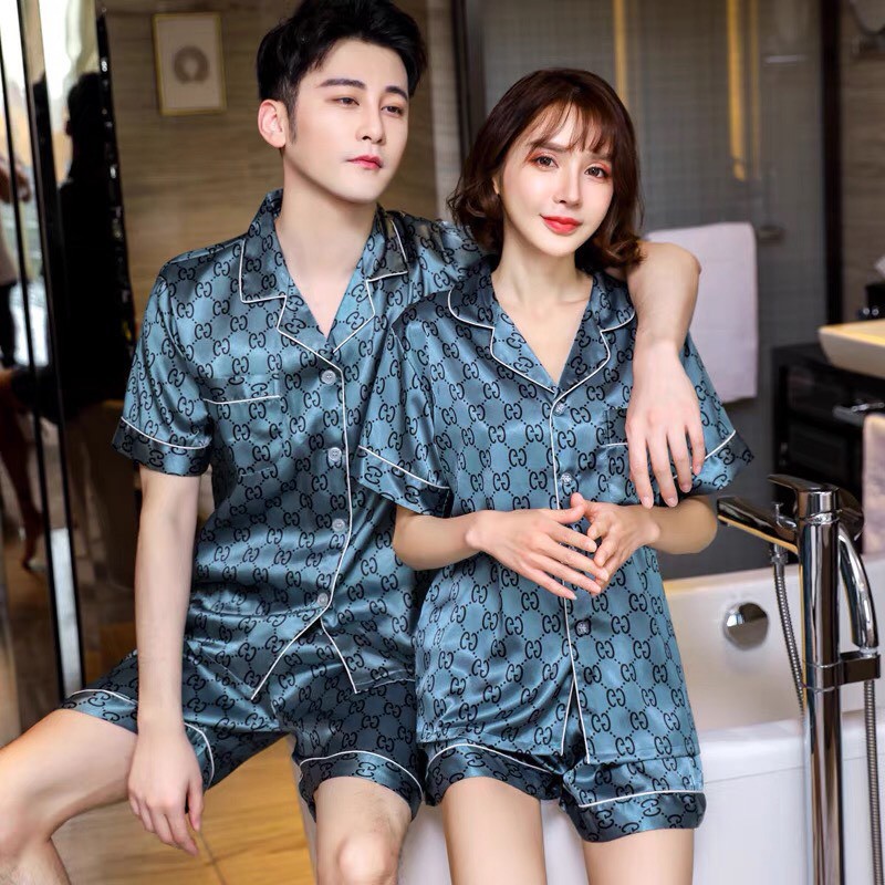 Đồ bộ mặc nhà cộc cho nam và nữ mặc couple - Bộ Pijama chất lụa siêu mát