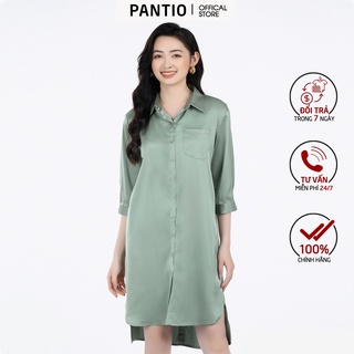 Đầm dạo phố chất liệu lụa dáng suông tay lỡ cổ đức có túi FDP52819 - PANTIO