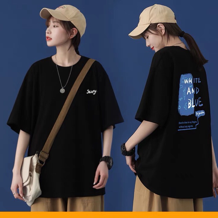 Áo thun tay lỡ , Áo phông WHITE AND BLUE Unisex | BigBuy360 - bigbuy360.vn