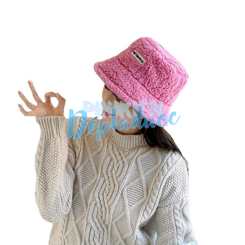 Mũ bucket, nón tai bèo vành tròn, nón lông cừu kiểu dáng Hàn Quốc nam nữ