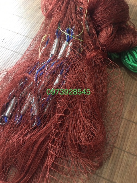 Chài dù đỏ chân chì đúc mắt 3,5cm- chài đánh cá