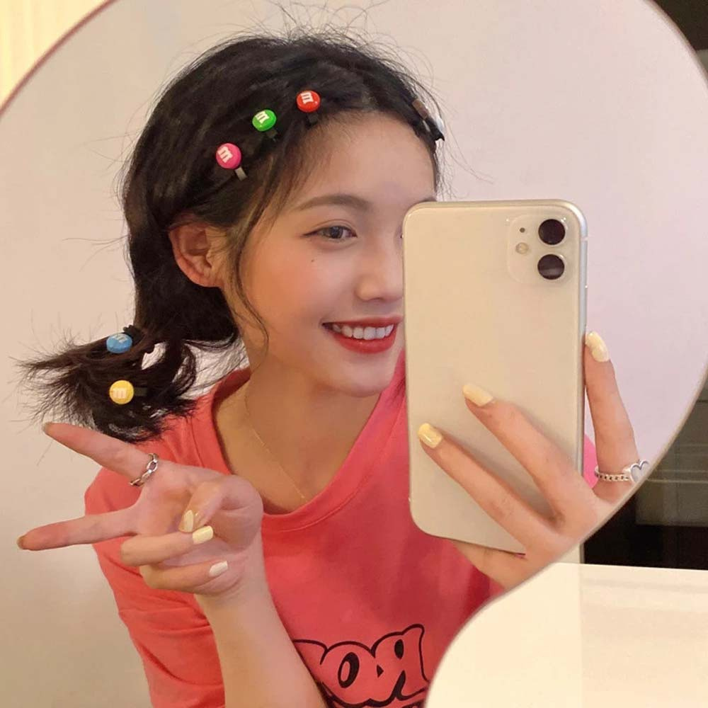 Set 5 Kẹp Tóc Hình Chữ Đơn Giản Dễ Thương Nhiều Màu Sắc Phong Cách Hàn Quốc Cho Nữ