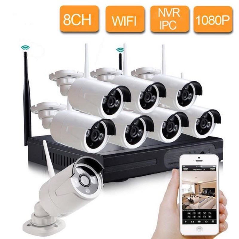 BỘ KIT CAMERA WIFI 8 KÊNH HD NVR K960820 - 1 ĐẦU GHI + 8 MẮT CAMERA 1080P - QUAN SÁT N