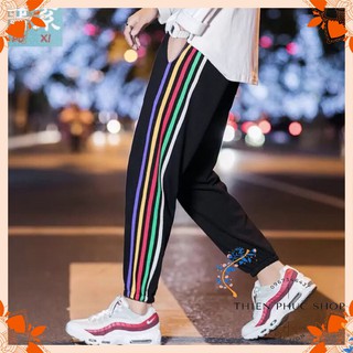 Quần jogger nam nữ chạy 5 sọc thun da cá mềm mịn