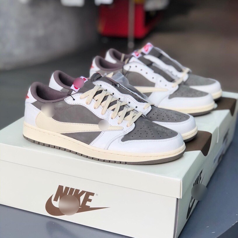 Giày Sneaker Tra.vis Scott x Air Jor.dan1,Giầy thể thao Mocha Nâu Trắng Sữa Cổ Thấp Siêu Phong Cách