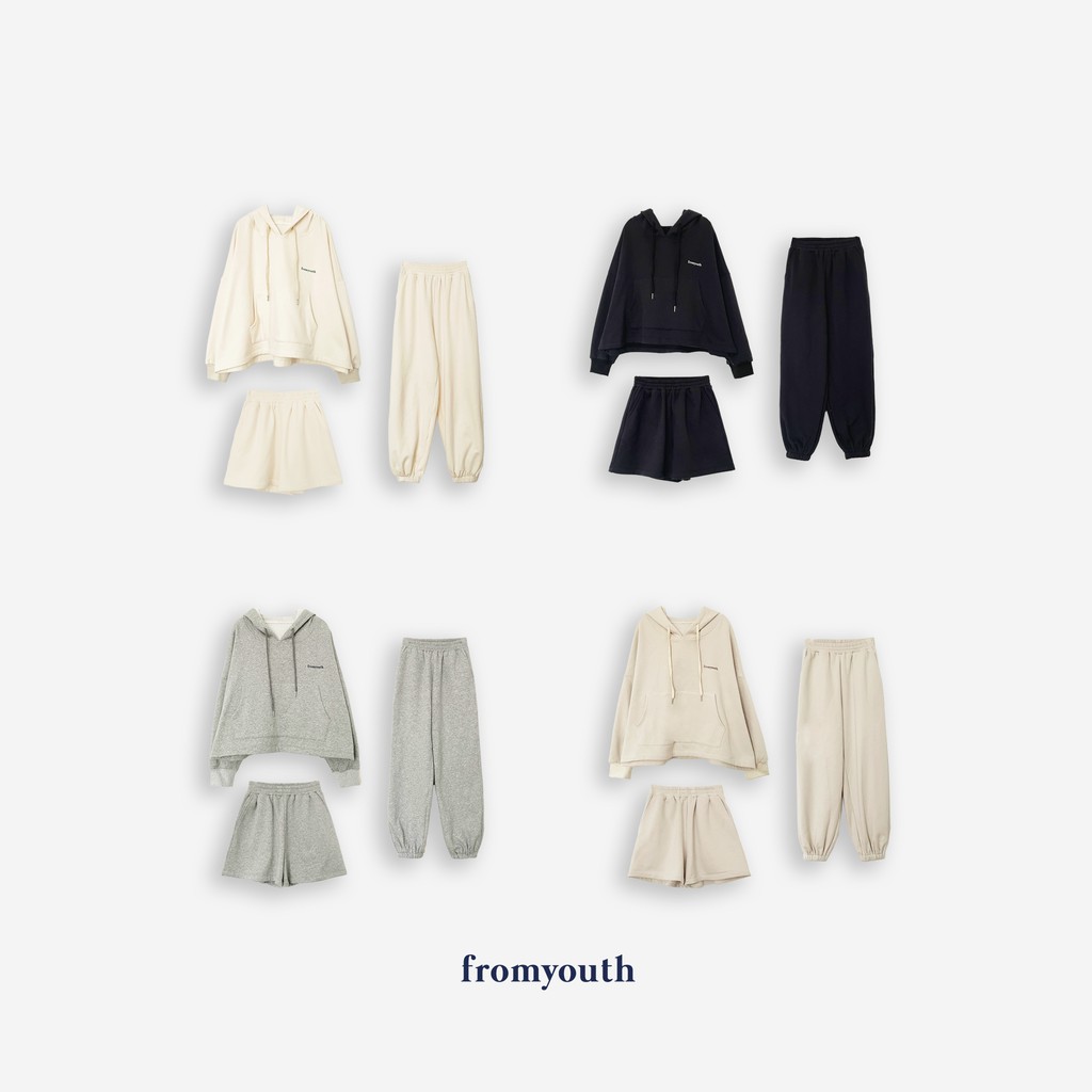 Set hoodie nỉ in chữ Naked by V -  FromYouth