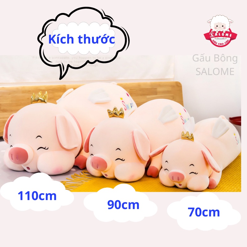Gấu Bông Heo Sweet Đội Vương Miệng SALOME - Gối ôm lợn dễ thương cao cấp