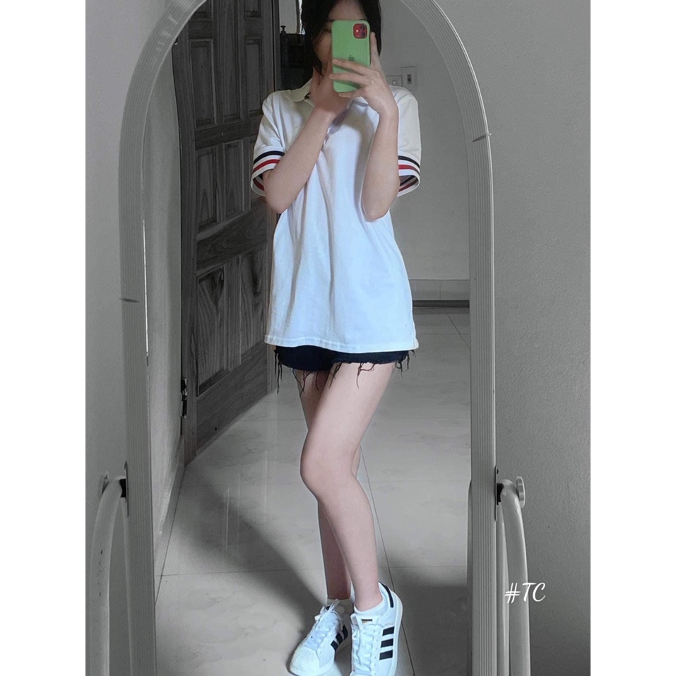 Áo Polo phối tay cổ bẻ chất liệu cotton kiểu dáng đẹp nam nữ mặc đẹp (CT-T40P)