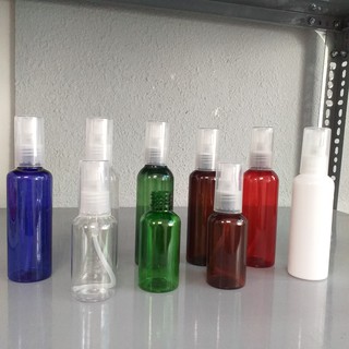 Combo 50 chai nhựa Pet nhiều màu dung tích 100ml nắp Xịt giọt trong suốt