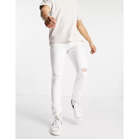 Quần jean nam trắng trơn chất bò co giãn cao cấp ống đứng dáng ôm skinny đẹp chuẩn Hàn Quốc | BigBuy360 - bigbuy360.vn