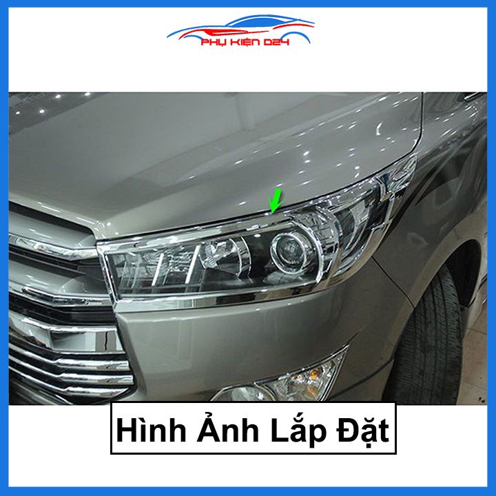Ốp viền đèn pha hậu mạ crom Innova 2012-2015, 2017-2018-2019-2020-2021-2022-2023 chống trầy trang trí bảo vệ xe