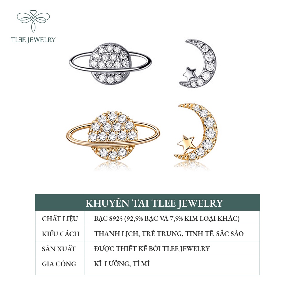 Khuyên tai bạc nữ TLEE Galaxy mini nạm đá xinh xắn NCJ B0157