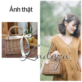 [CÓ SẴN- ẢNH THẬT] -Túi xách mây, giỏ mây cầm tay hình thang