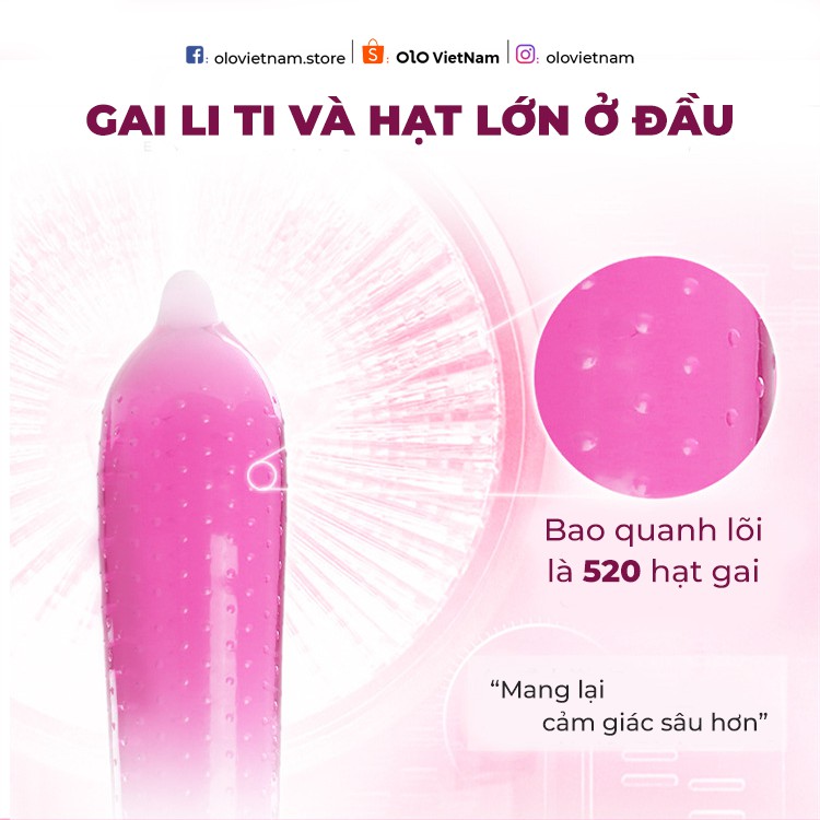 Bao cao su OLO Climax Ha For Women có gai li ti, gel bôi trơn nuôi dưỡng sâu, siêu mỏng nội địa Trung