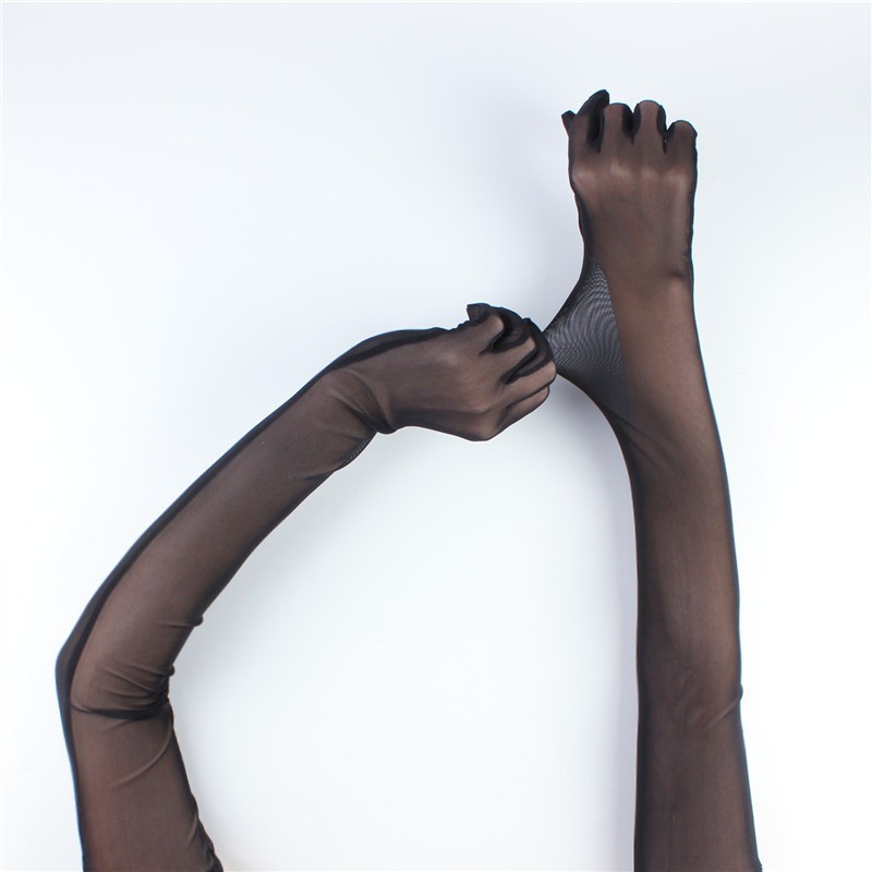 Găng tay bằng lưới xuyên thấu mềm mại thoáng khí quyến rũ cho nữ 55cm