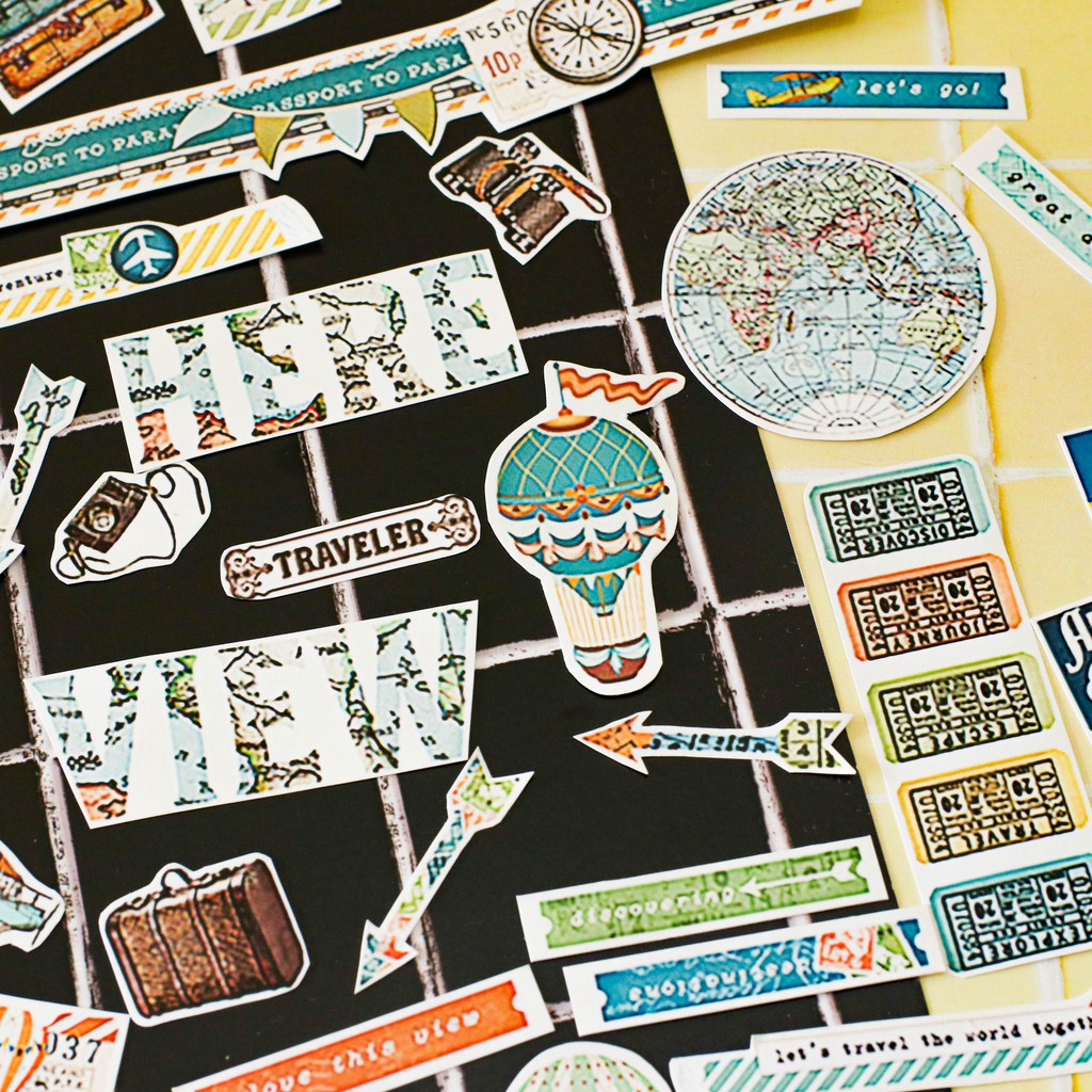 Sticker Simple Vintage Traveler - Sticker trang trí sổ tay, scrapbook, nguyên liệu handmade