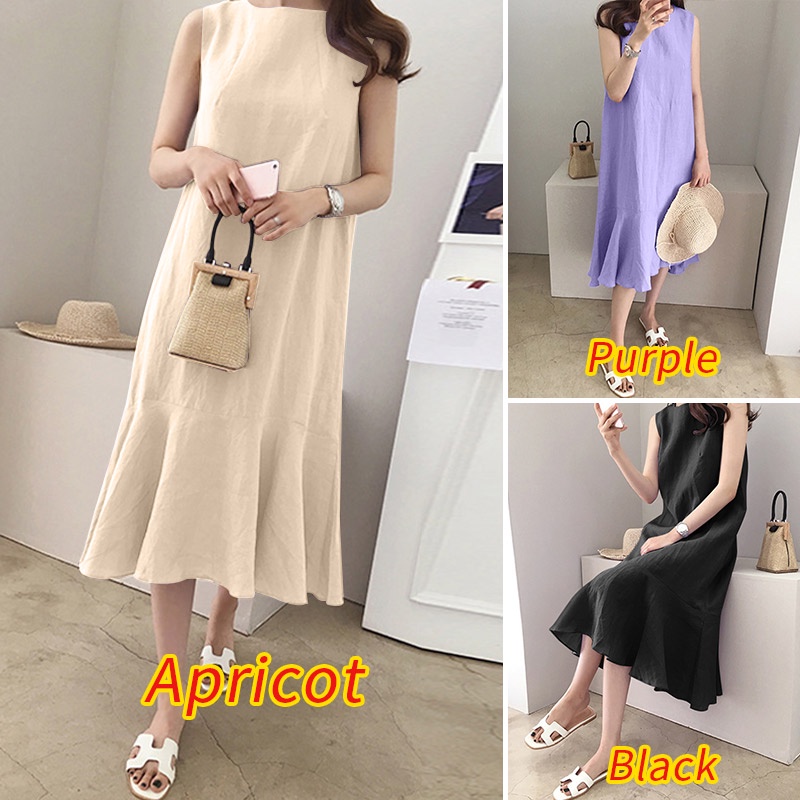 Zanzea Đầm Nữ Cộc Tay Cổ Tròn Form Rộng Thời Trang Hàn