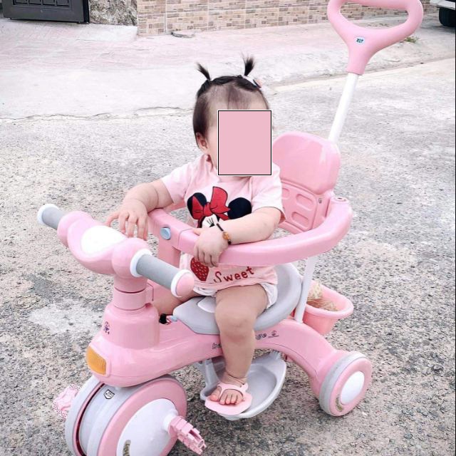 Xe Đạp 3 Bánh Có Cần Đẩy MÁI CHE , CÓ NHẠC