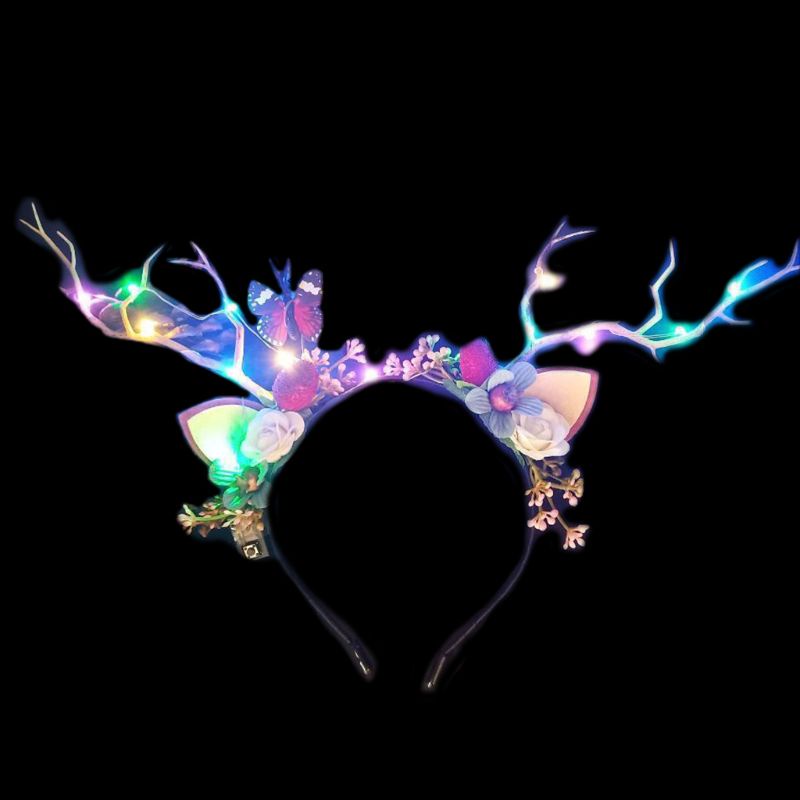 Băng Đô Cài Tóc Hình Sừng Tuần Lộc Giáng Sinh Đính Hoa Và Quả Mọng Xinh Xắn Cho Cô Dâu